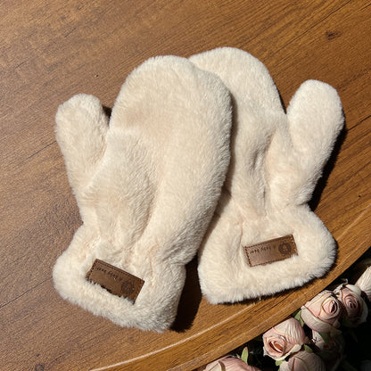 Fleece-lined Mittens Plush Autumn And Winter Warm Gloves