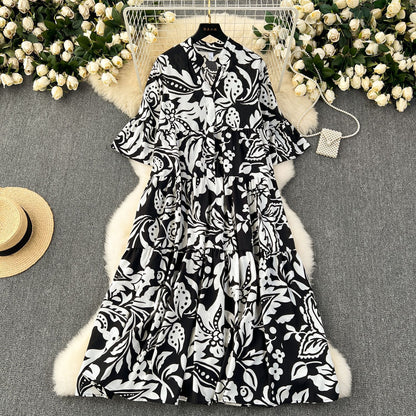 Women's Clothing Idle Style Loose Print Dress