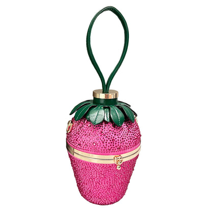 Sac à bandoulière simple strass fraise sac à bandoulière Portable