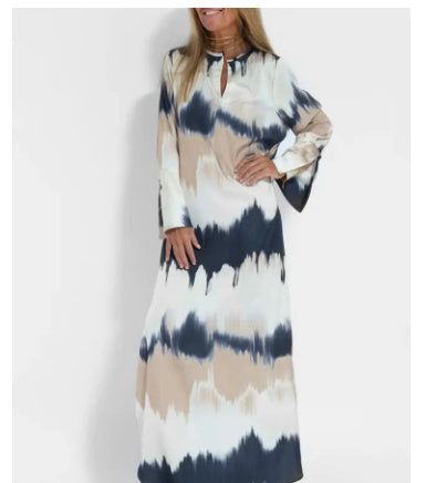 Robe longue à col en V pour femme, nouvelle mode printemps et été, style européen et américain, imprimé tie-dye