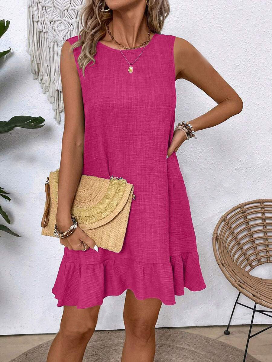 Women's Sleeveless Vest Dress Back Lace-up