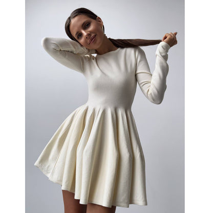 Easy Matching Waisted Knitted Dress Women