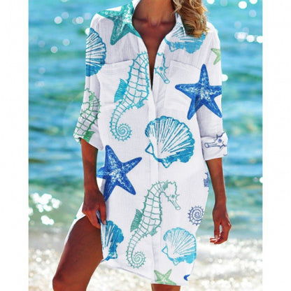 Chemise de manteau de bikini imprimée simple à la mode pour femmes