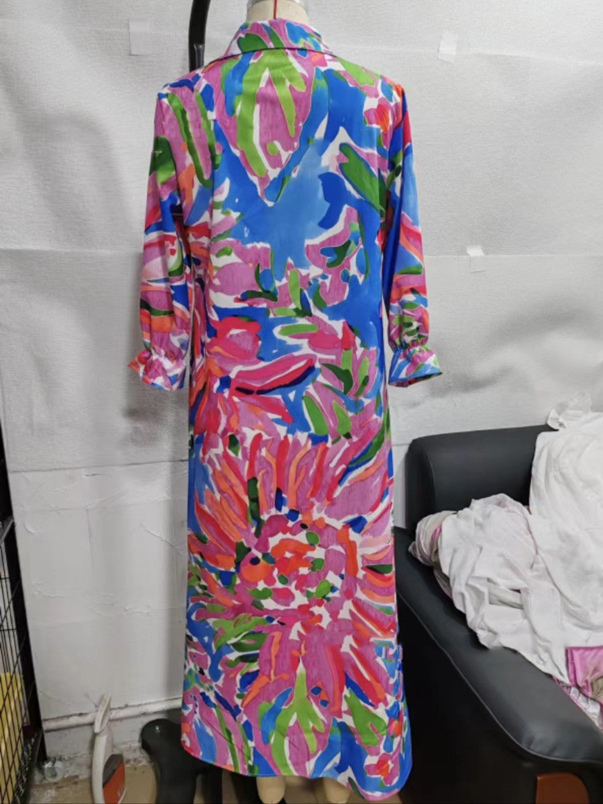 Vestido holgado y cómodo con estampado alargado para mujer