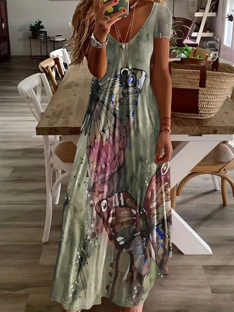 Bohemian Beach Daily Summer Printed Short Sleeve Dress