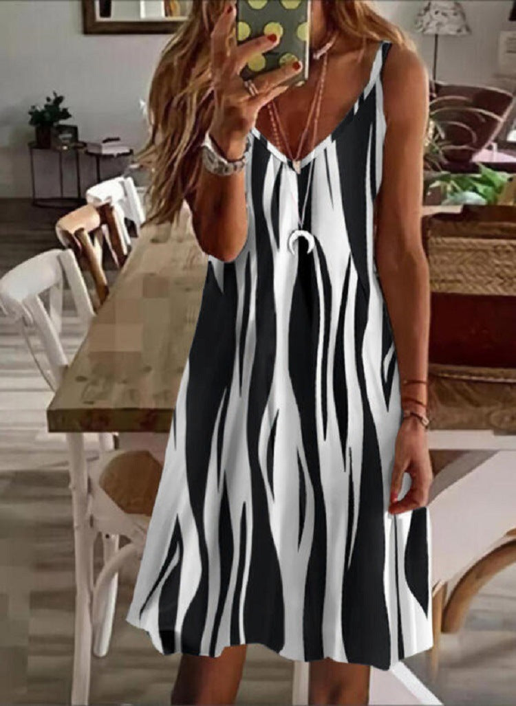 Women's Fashion Loose Digital Printing Slip Dress