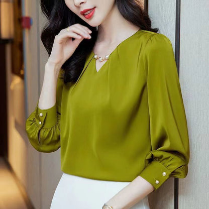 V-neck Chiffon Shirt Bottoming Shirt Casual Loose