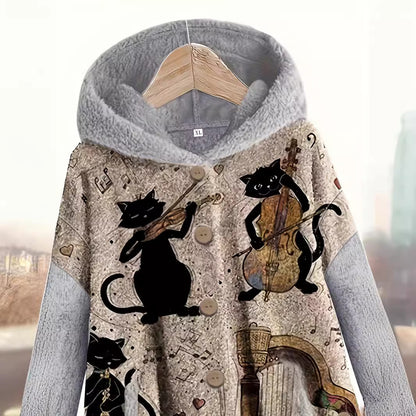 Fashion Casual Printing Hooded Plush Women's Sweater