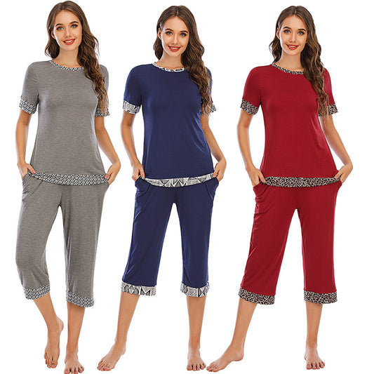 Contrast Color Comfort And Casual Breathable Pajamas Suit