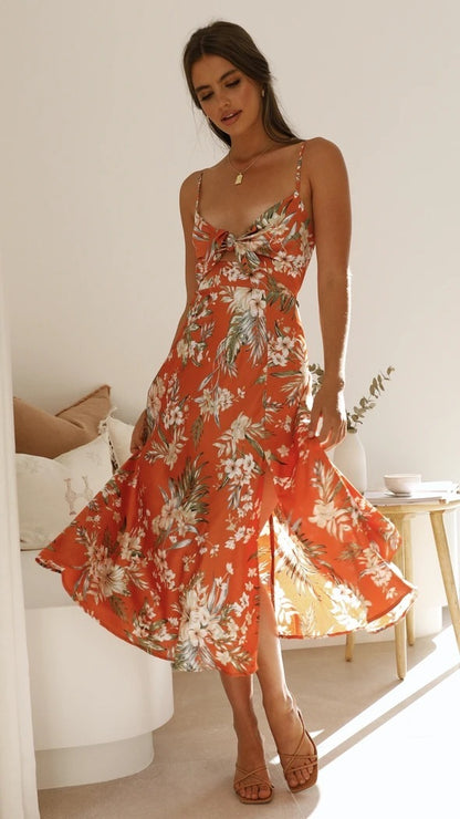 Small Floral Print Sling Dress