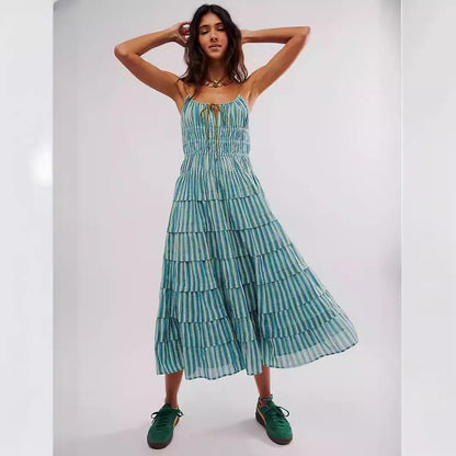 Vestido casual fruncido de moda para mujer