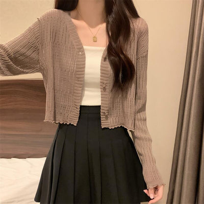 Fashion Hollowed-out Knitted Cardigan For Women