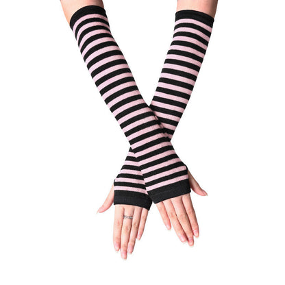 Fingerless Oversleeve Dark Lolita Striped Cross Long Cosplay Oversleeve Sheath