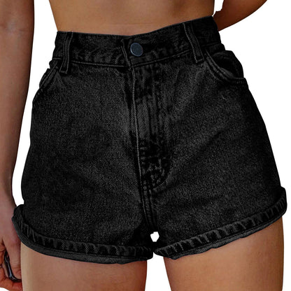 Short en jean imprimé d'été artistique vintage pour femmes