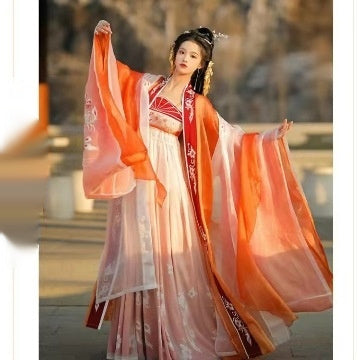 Adult Women's Han Chinese Clothing Chest-high Dress Hanfu Long Robe Thin Daily Student Cheko Skirt