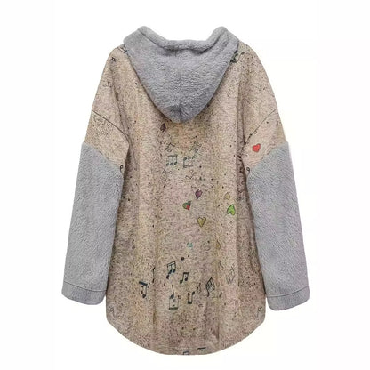 Fashion Casual Printing Hooded Plush Women's Sweater