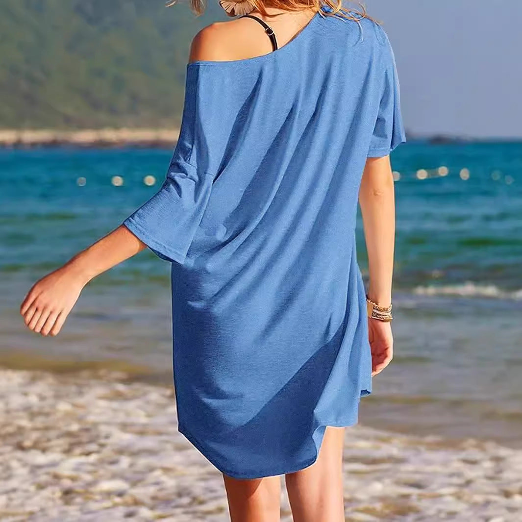 Robe t-shirt ample décontractée et confortable avec poche sur la poitrine