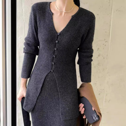 Costume en laine française, pull de style classique, robe