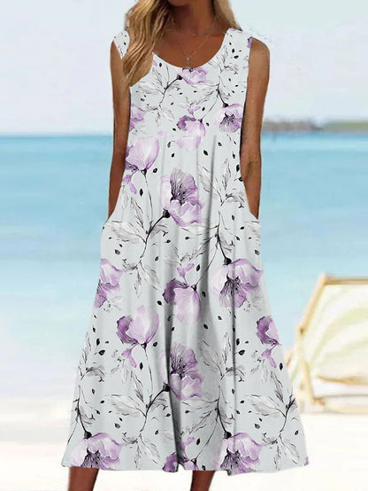 Digital Printing Sleeveless Dress Casual Fashion