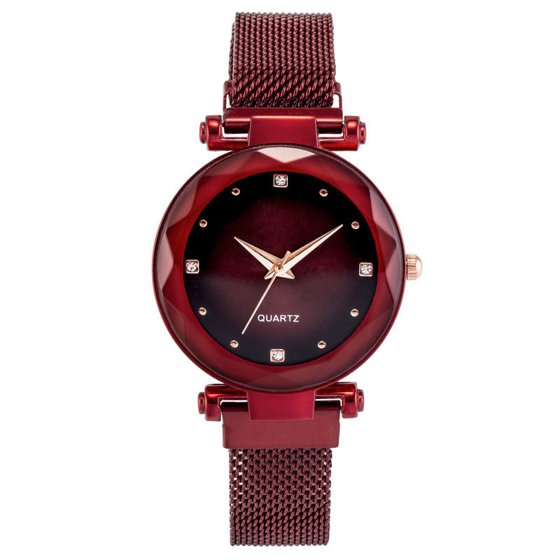 Montre à quartz étoilée pour femme avec bracelet magnétique absorbant le fer