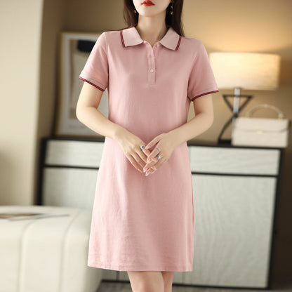 Robe mi-longue à col polo pour femme