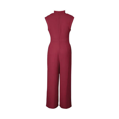 Casual Sleeveless Solid Color Wide Leg Jumpsuit