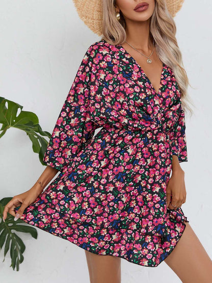 Vestido de mujer con escote en V estampado