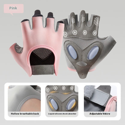 Guantes de fitness de silicona líquida engrosados ​​para entrenamiento con medio dedo para mujer