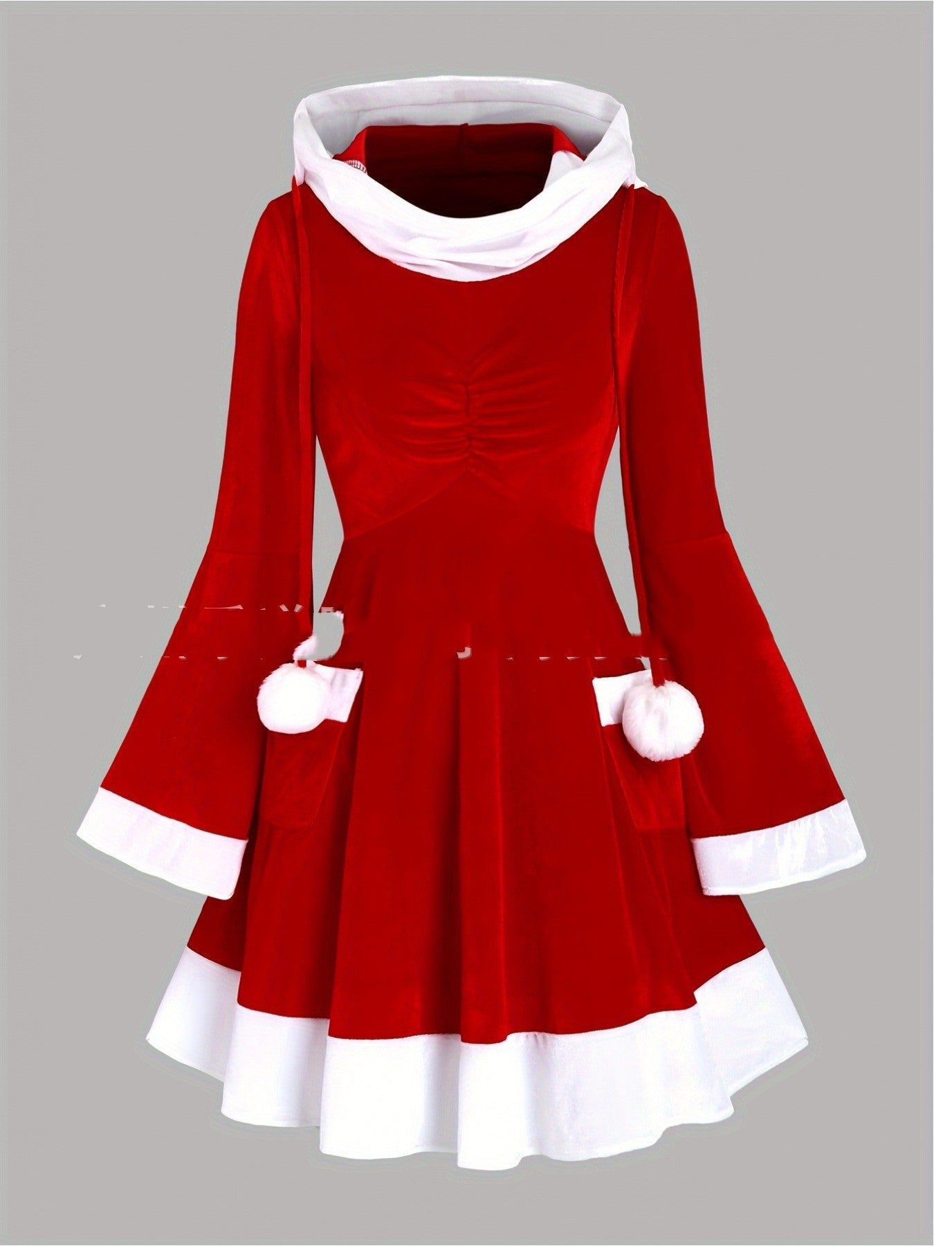 Gold Velvet COS Christmas Party A- Line Hooded Dress