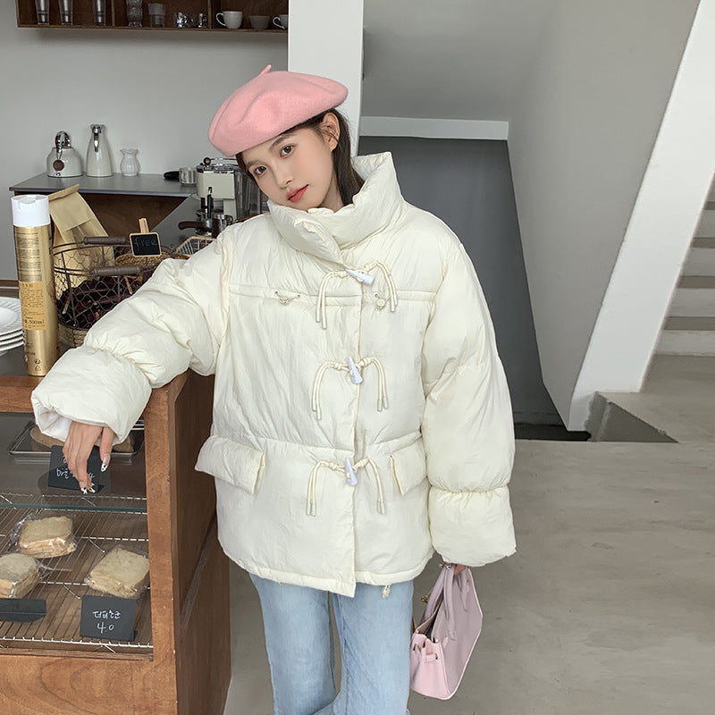 Chaqueta corta de mujer con relleno de algodón y cuello alto estilo coreano