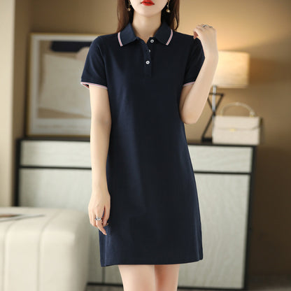 Robe mi-longue à col polo pour femme