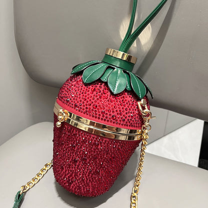 Sac à bandoulière simple strass fraise sac à bandoulière Portable