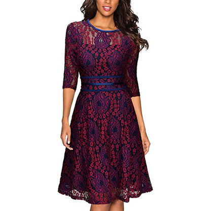 Women's Stitching Lace Slim Dress