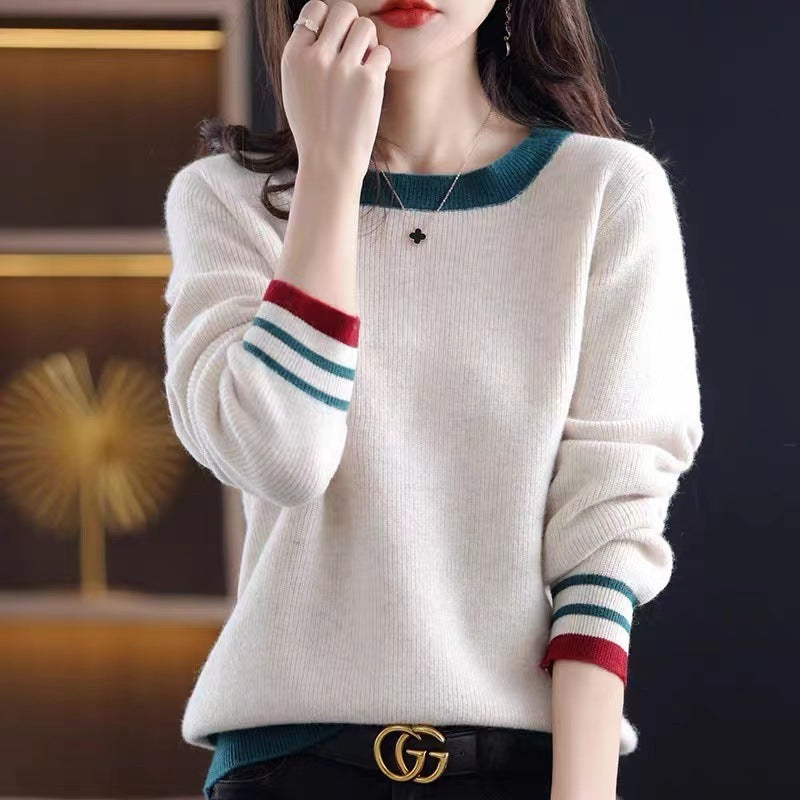 Women's Fashion Fondant Round Neck Multicolor Loose Slimming All-match Sweater