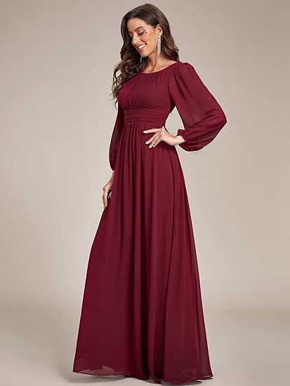 Vestido de noche largo de gasa para mujer