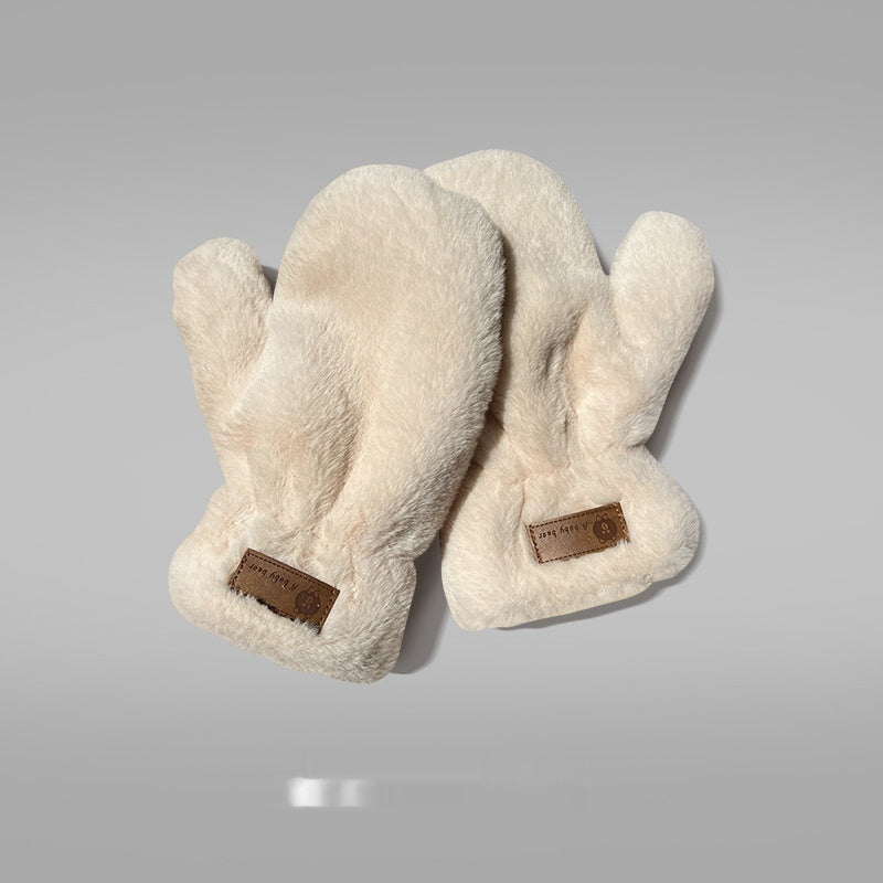 Mitaines doublées de polaire Gants chauds en peluche pour l'automne et l'hiver