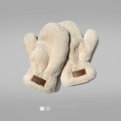 Fleece-lined Mittens Plush Autumn And Winter Warm Gloves