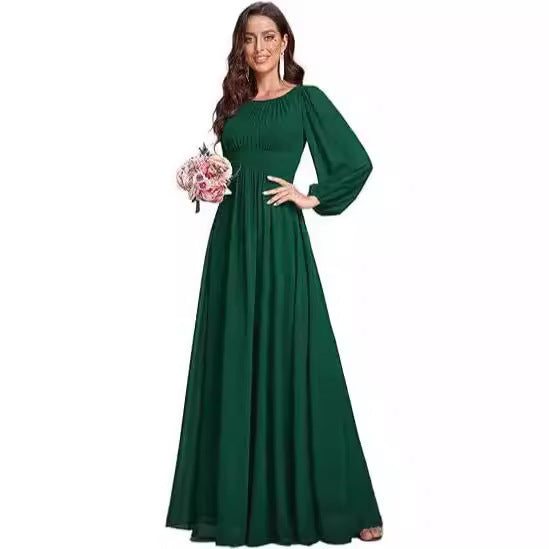 Vestido de noche largo de gasa para mujer