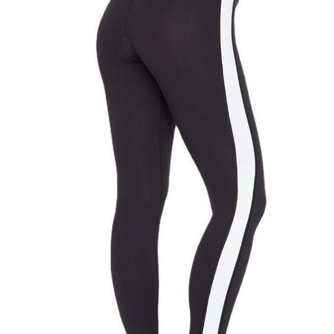 Leggings de fitness con costuras de correa de cuero y nueve puntos para yoga