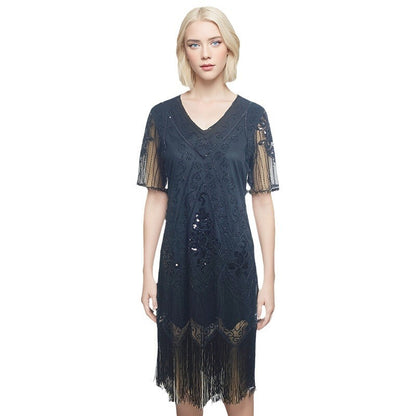 Sequined Tassel Dress European And American Banquet Party