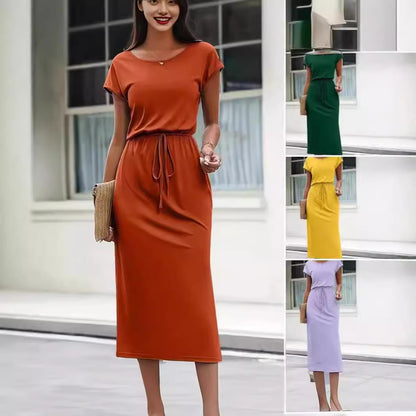 Women's Fashion Waist-controlled Solid Color Dress