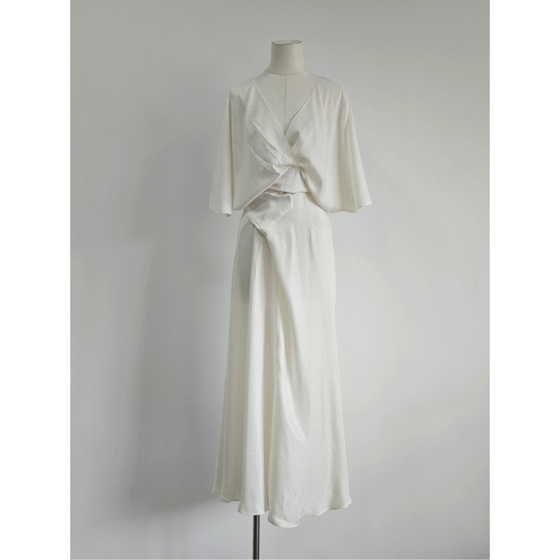 Robe dos nu à col en V en cuprammonuium pour femme