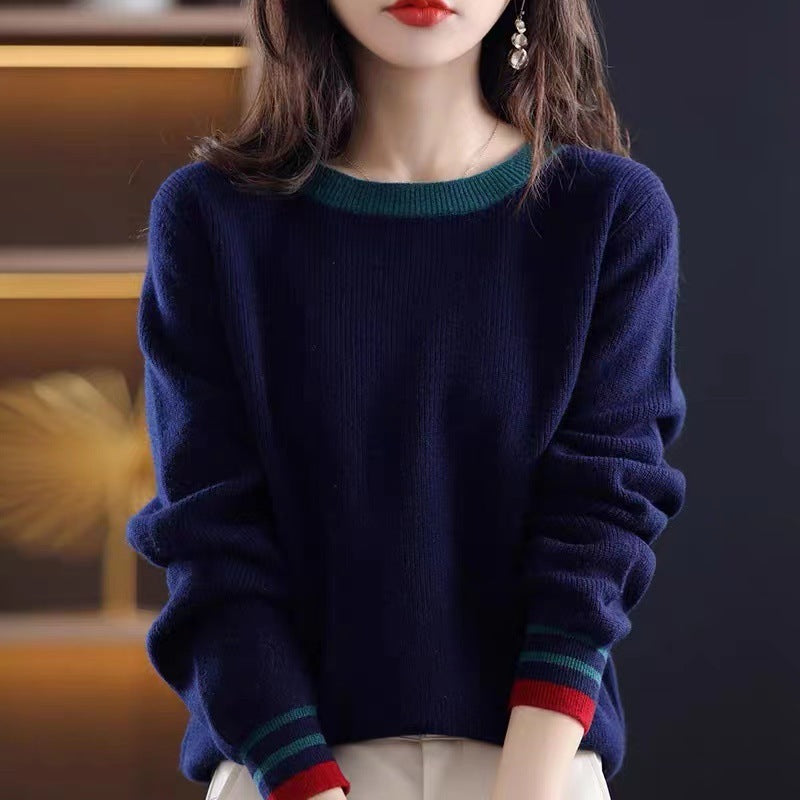 Women's Fashion Fondant Round Neck Multicolor Loose Slimming All-match Sweater