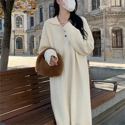 French Lazy Style Design Sense Small Lapel Loose Casual Fashion Dress