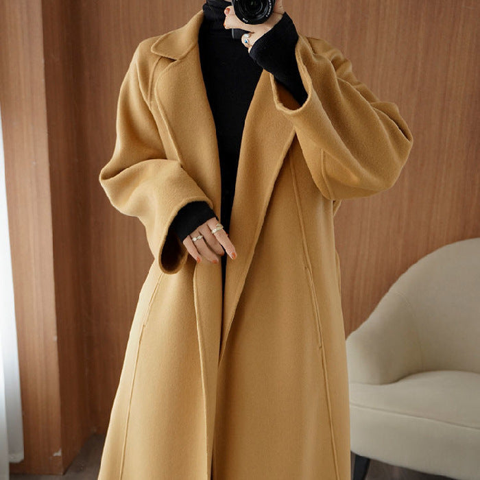 Double-sided Wool Overcoat Women's Long Below The Knee Loose Plus Size