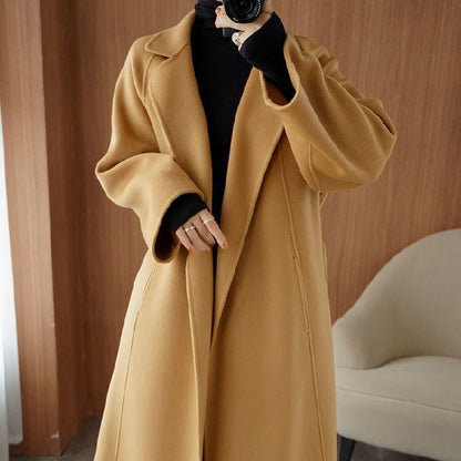 Double-sided Wool Overcoat Women's Long Below The Knee Loose Plus Size