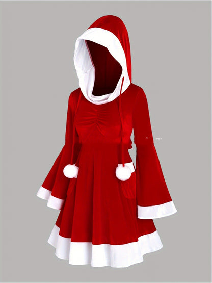 Gold Velvet COS Christmas Party A- Line Hooded Dress