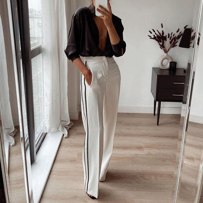 European And American Fashion Cool Straight-leg Trousers Contrast Color Suit Pants