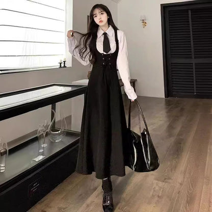 Robe de costume uniforme de style preppy à la mode pour femmes