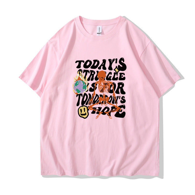 Summer Men's And Women's Casual Cotton-like Top Letter Printing